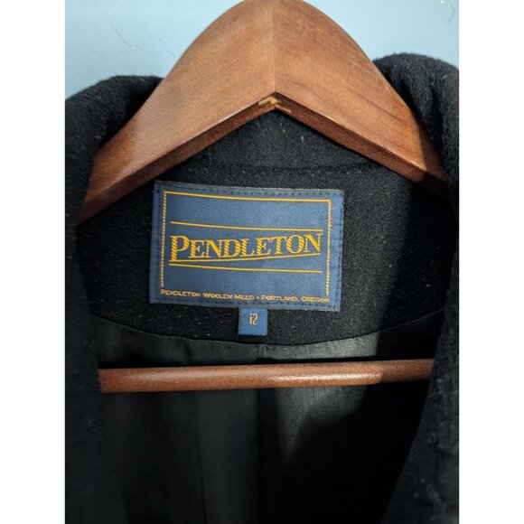 Pendleton Womens Wool Overcoat Size 12 Black Long Button-Up Winter lined - Picture 11 of 16